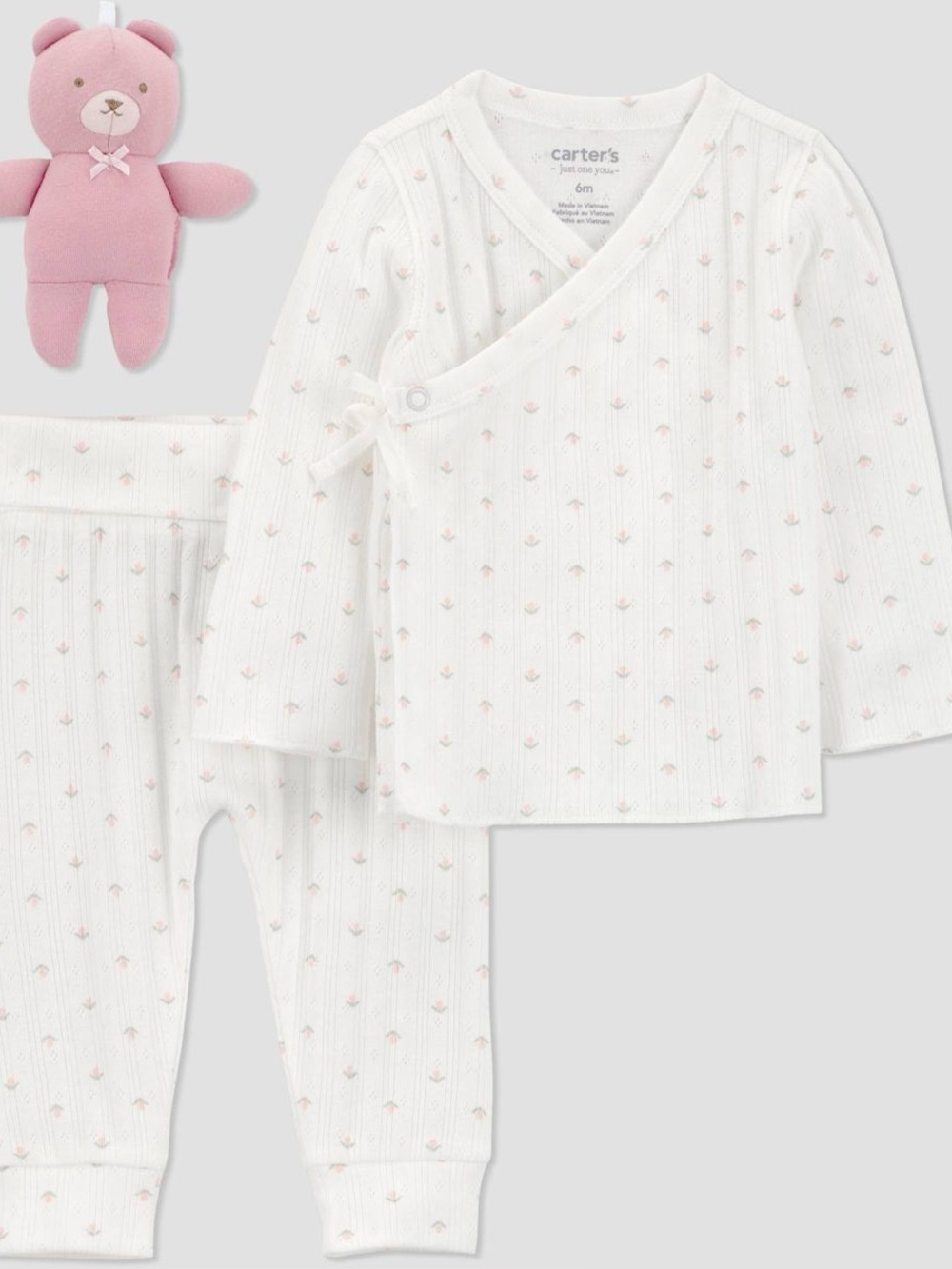 Carter's Just One You Baby Girls' 3pc Geo Top and Pants Set with Toy - Ivory 6M